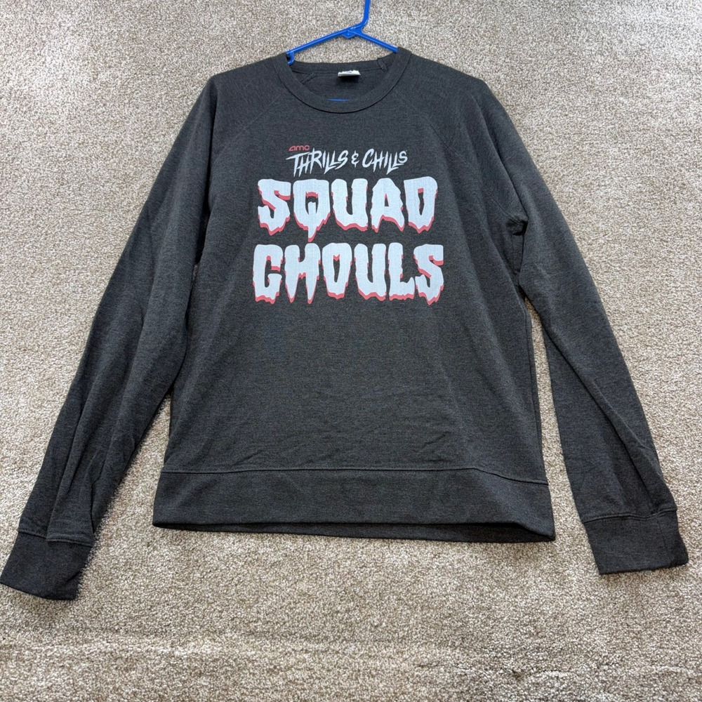 AMC Thrills & Chills Squad Ghouls Sweatshirt Mens Large Gray Movie Halloween